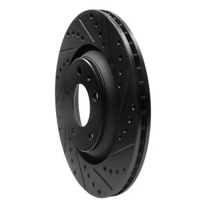 Audi S4 Brake Rotor (1) - Rear Right - R1 Concepts - Drilled & Slotted - Black - `04-`09